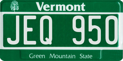 VT license plate JEQ950