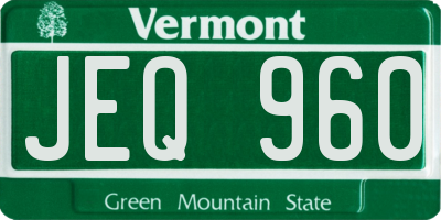 VT license plate JEQ960