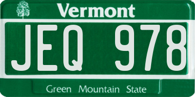 VT license plate JEQ978