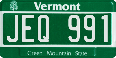 VT license plate JEQ991
