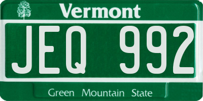 VT license plate JEQ992