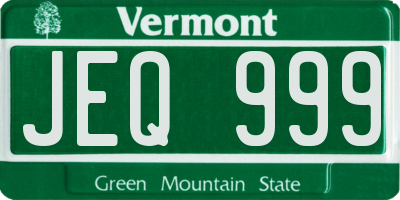 VT license plate JEQ999