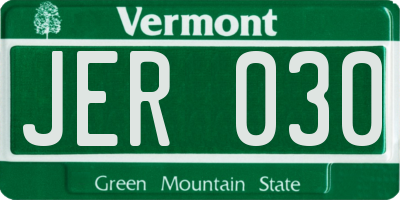 VT license plate JER030