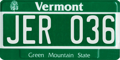 VT license plate JER036