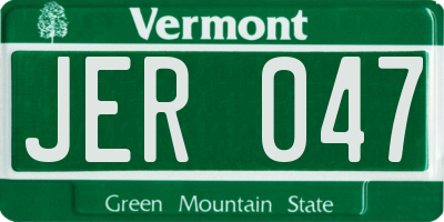VT license plate JER047