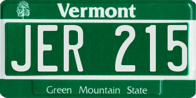 VT license plate JER215