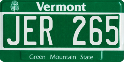 VT license plate JER265