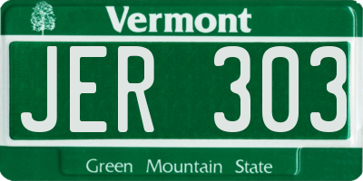 VT license plate JER303
