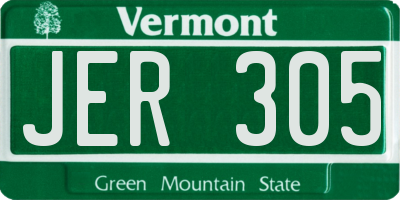 VT license plate JER305