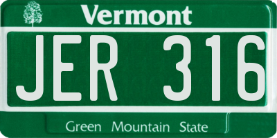 VT license plate JER316