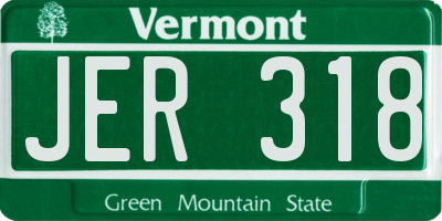 VT license plate JER318