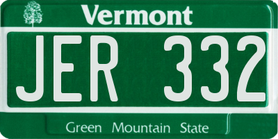 VT license plate JER332