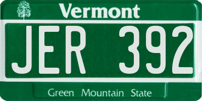 VT license plate JER392