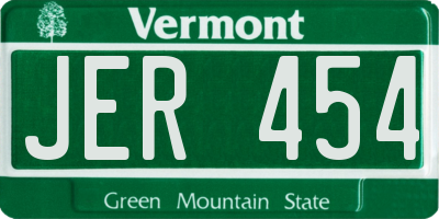 VT license plate JER454