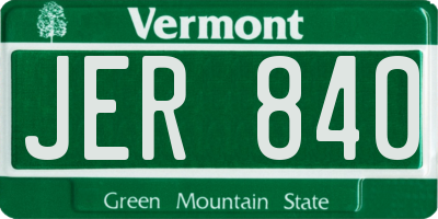 VT license plate JER840