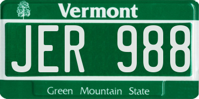 VT license plate JER988