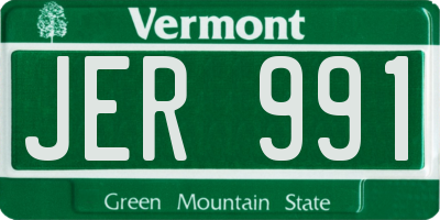 VT license plate JER991