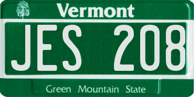 VT license plate JES208