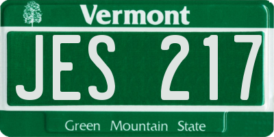 VT license plate JES217