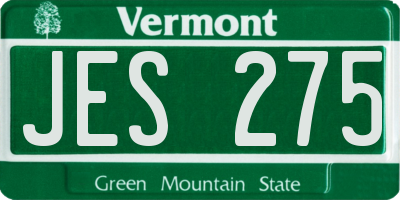VT license plate JES275
