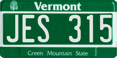 VT license plate JES315