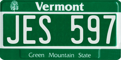 VT license plate JES597