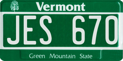 VT license plate JES670