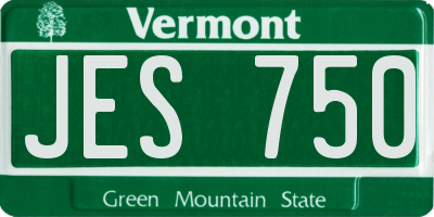 VT license plate JES750