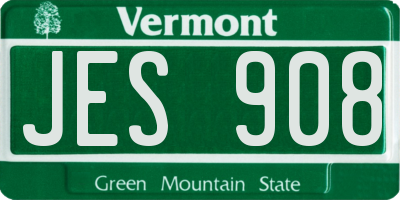 VT license plate JES908