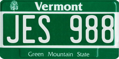 VT license plate JES988