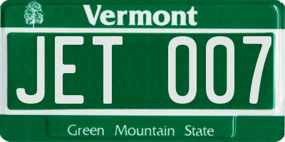 VT license plate JET007