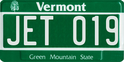 VT license plate JET019