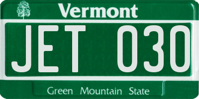 VT license plate JET030