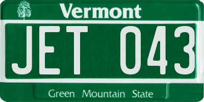 VT license plate JET043