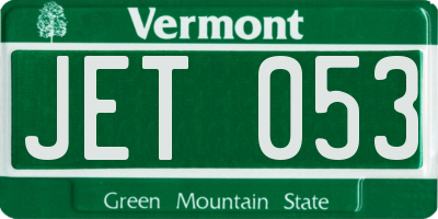 VT license plate JET053