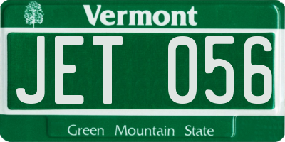 VT license plate JET056