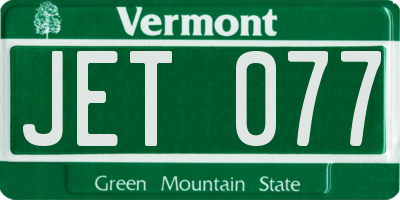 VT license plate JET077