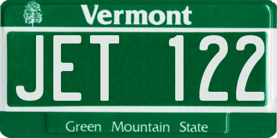 VT license plate JET122