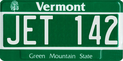 VT license plate JET142
