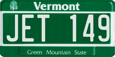 VT license plate JET149