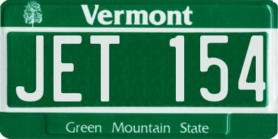 VT license plate JET154