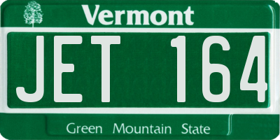 VT license plate JET164