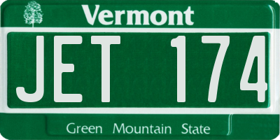VT license plate JET174