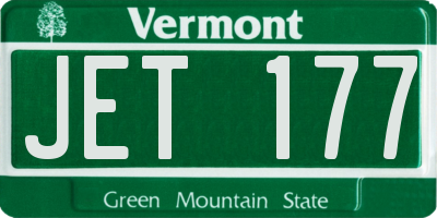 VT license plate JET177