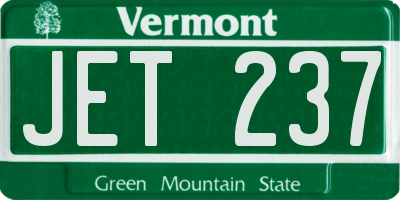 VT license plate JET237