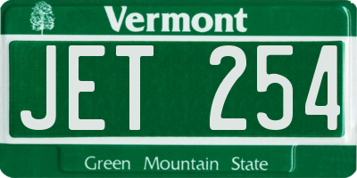 VT license plate JET254