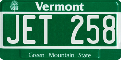VT license plate JET258