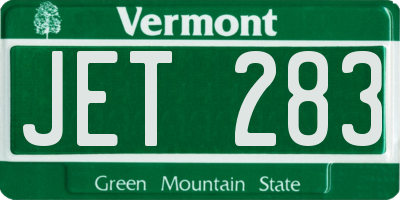 VT license plate JET283