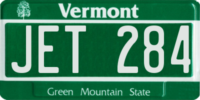 VT license plate JET284