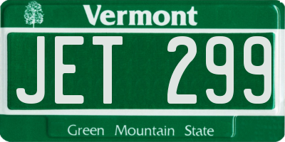 VT license plate JET299